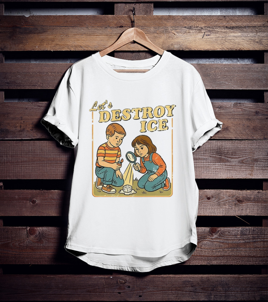 Let's Destroy ICE Melt The Ice Caricature Kids Exploring T-Shirt