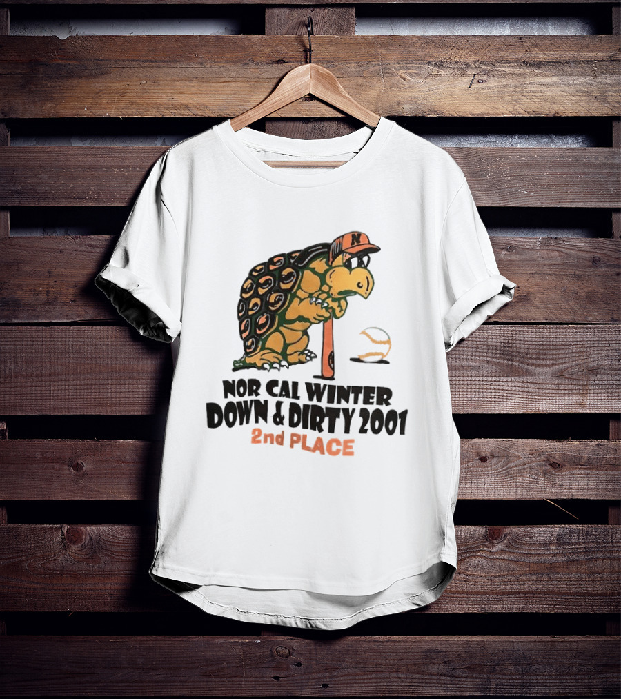 Nor Cal Winter Down And Dirty 2001 2nd Place Turtle Bat And Ball T-Shirt