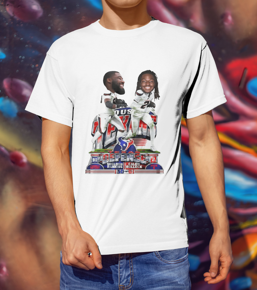 Houston Texans Defense Sheldon Rankins Calen Bullock Wild Card Gamebreaker Caricature T-Shirt