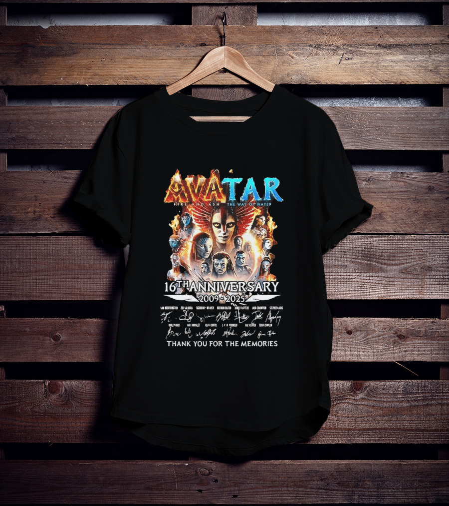 Avatar Fire And Ash The Way Of Water 16th Anniversary 2009 2025 Thank You For The Memories T-Shirt