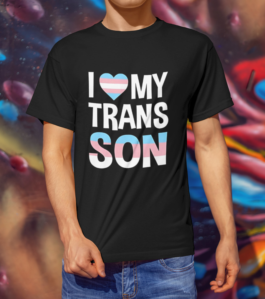 I Love My Trans Son Heart Transgender Pride T-Shirt