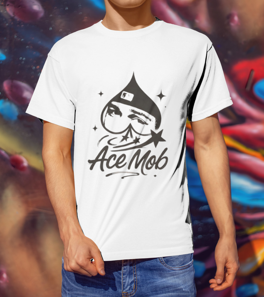Ace Mob Spade Face Graffiti Stars T-Shirt