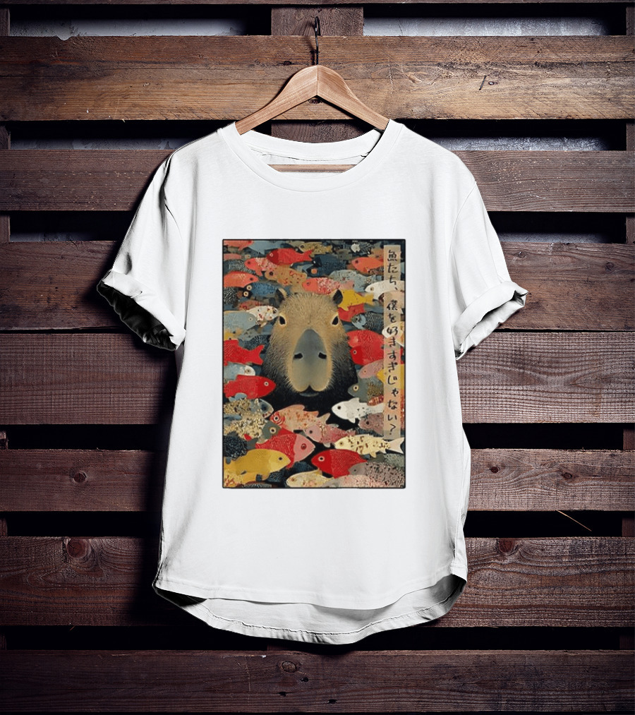 Am I Too Lovable Capybara Surrounded By Colorful Koi Fish T-Shirt