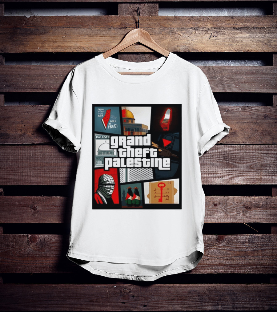 Grand Theft Palestine Dome Of The Rock Sea To Sea Free Palestine RPG Key 55 Flag Cover T-Shirt