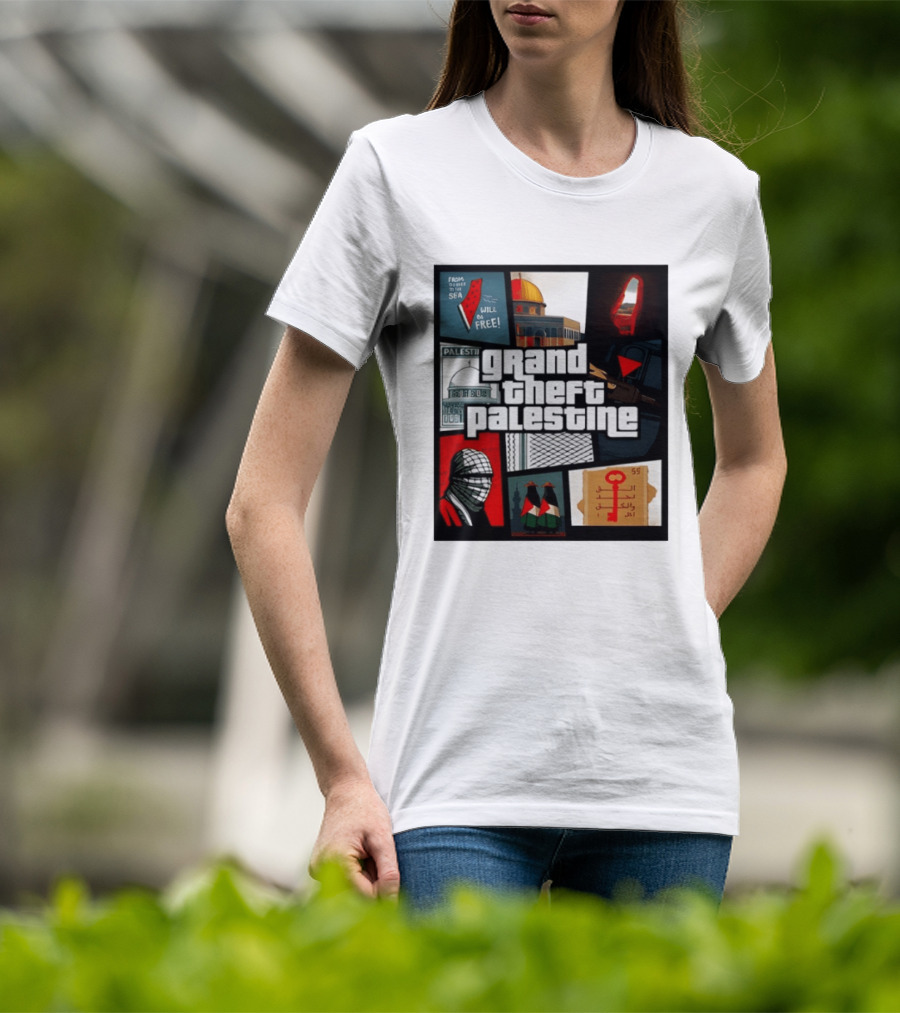 Grand Theft Palestine Dome Of The Rock Sea To Sea Free Palestine RPG Key 55 Flag Cover T-Shirt
