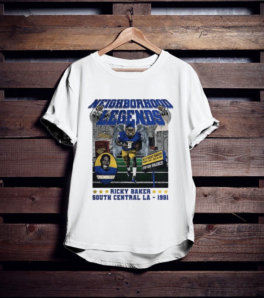 Neighborhood Legends Crenshaw Ricky Baker Stop Gun Violence South Central LA 1991 T-Shirt