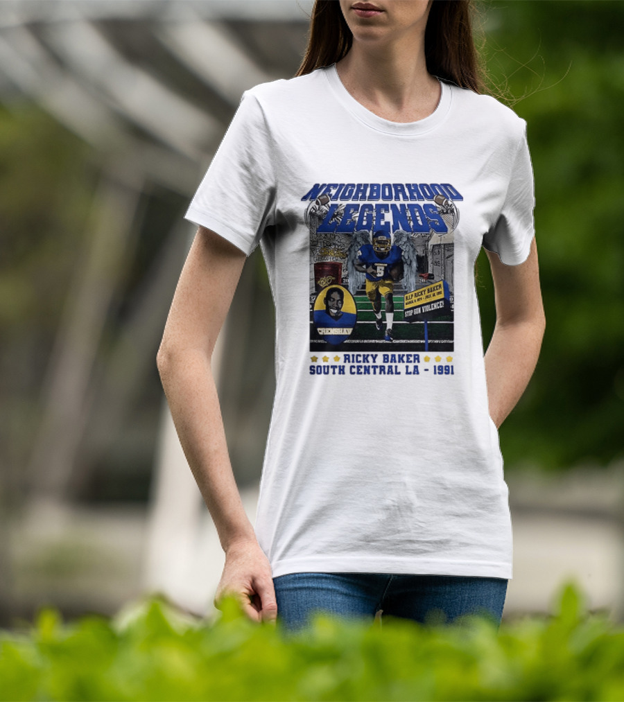 Neighborhood Legends Crenshaw Ricky Baker Stop Gun Violence South Central LA 1991 T-Shirt
