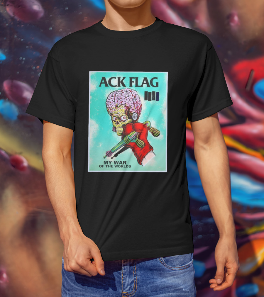 Ack Flag Martian Warrior My War Of The Worlds Retro Sci Fi T-Shirt