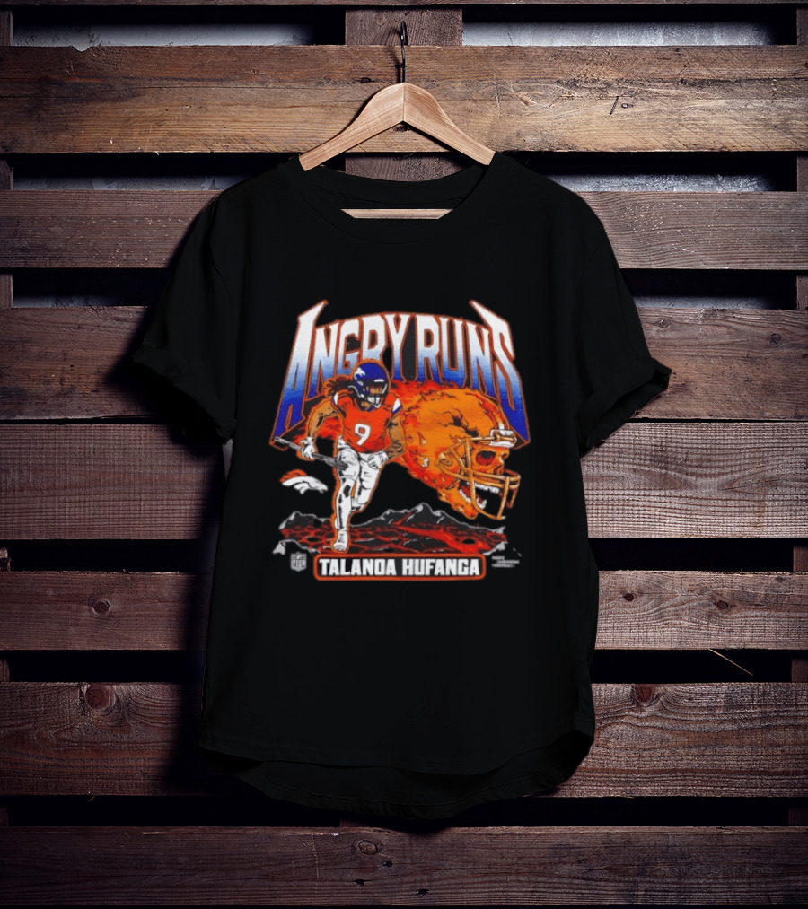 Angry Runs Talanoa Hufanga Denver Broncos NFL Football Action 2025 T-Shirt
