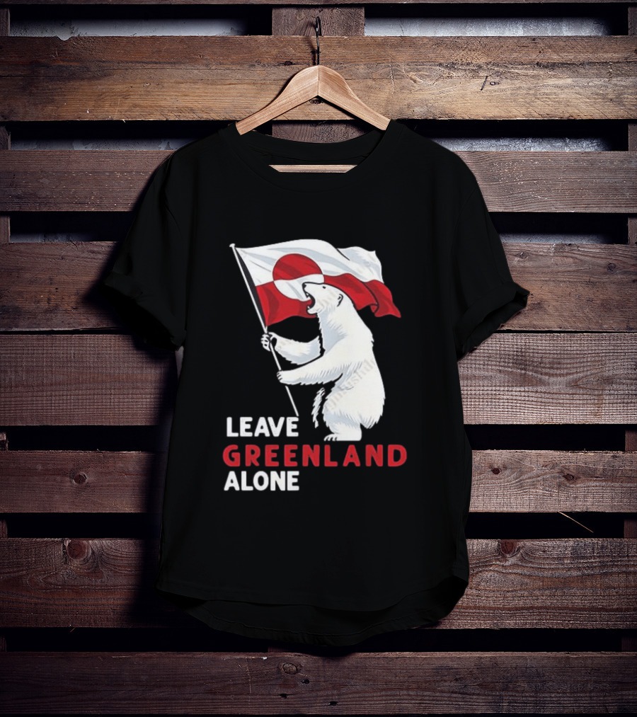 Leave Greenland Alone Polar Bear Holding Flag T-Shirt