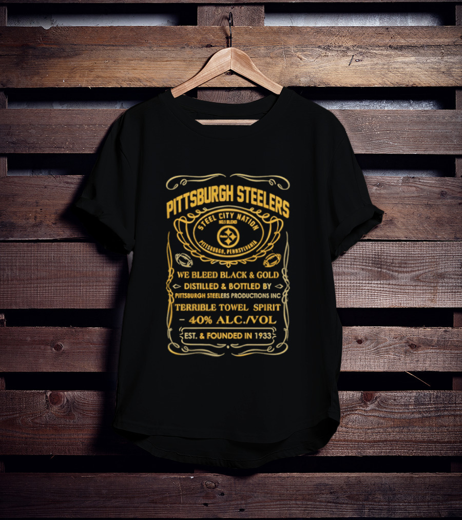 Pittsburgh Steelers Terrible Towel Spirits Established 1933 Black And Gold T-Shirt