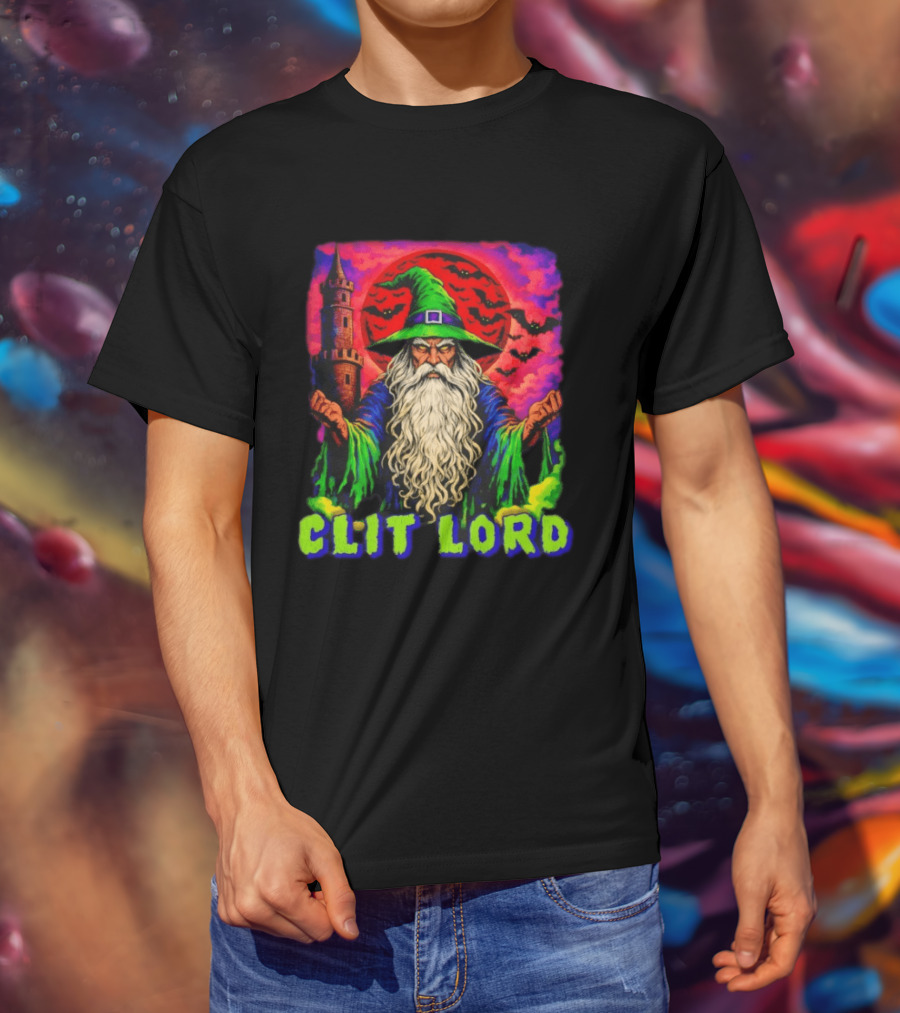 Clit Lord Wizard With Castle And Bats T-Shirt