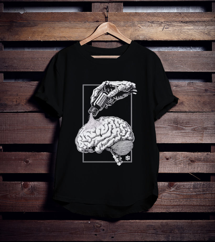 Seasonal Depression Skeleton Hand Pouring On Brain T-Shirt