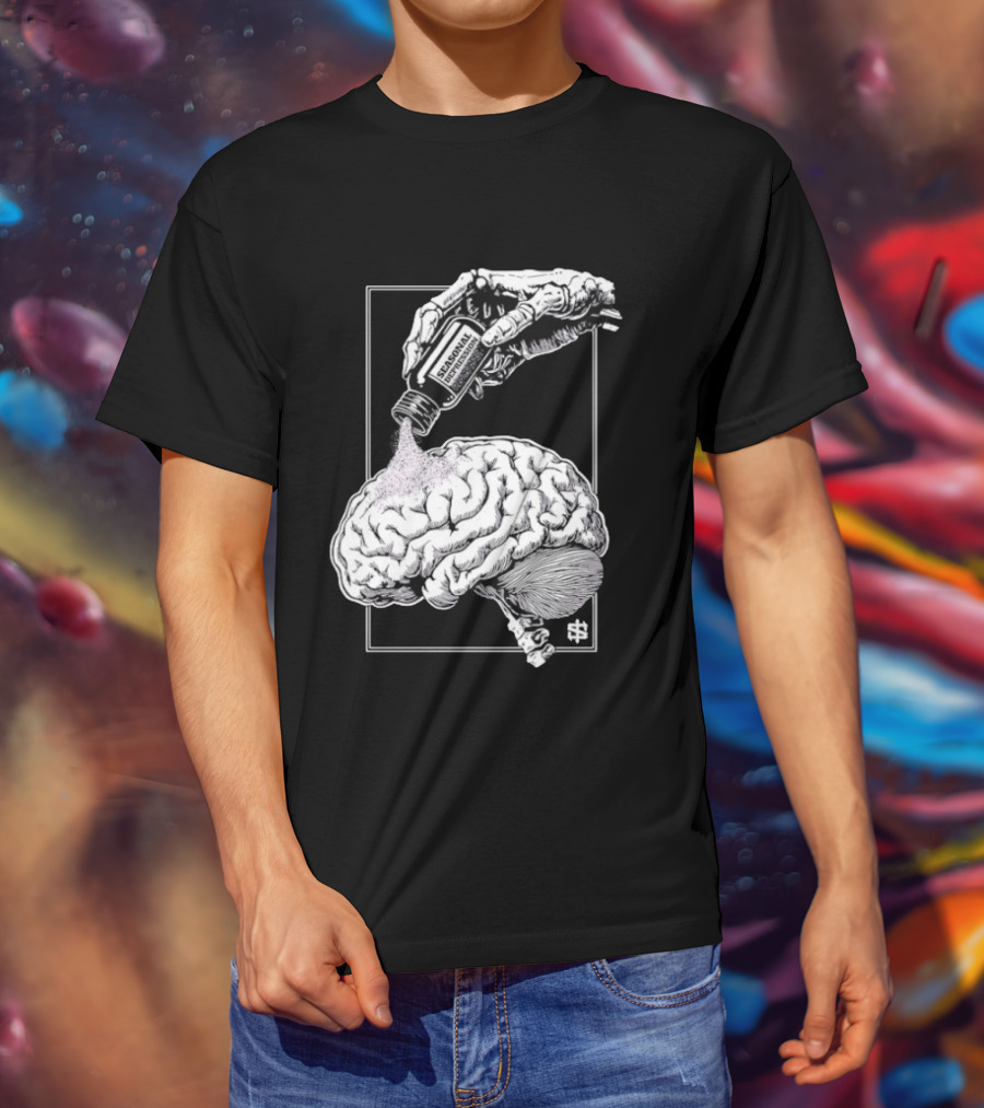 Seasonal Depression Skeleton Hand Pouring On Brain T-Shirt