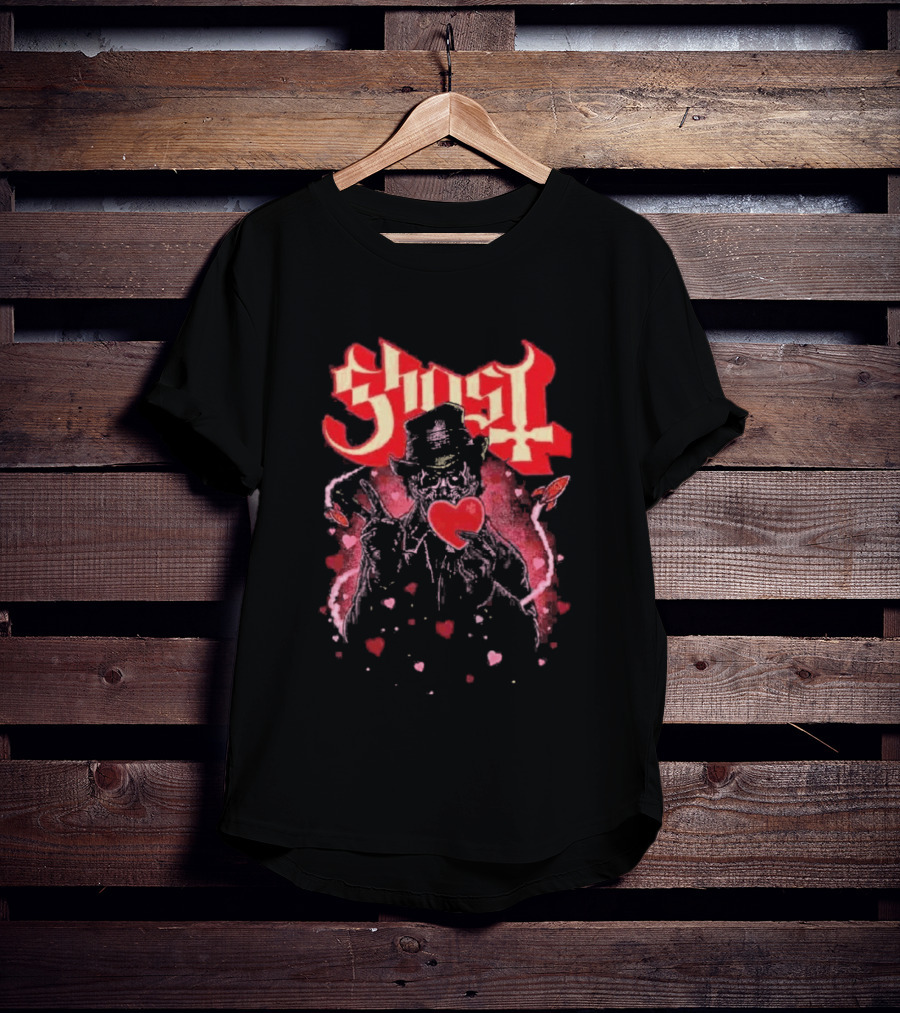 Ghost Nameless Ghouls Cult Valentines Hearts And Rockets T-Shirt