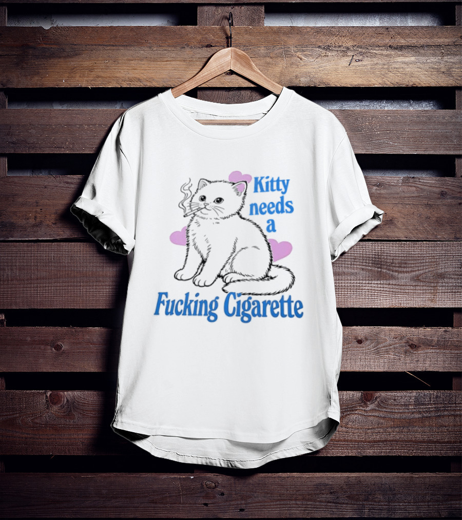 Kitty Needs A Fucking Cigarette Smoke Cloud Comic T-Shirt