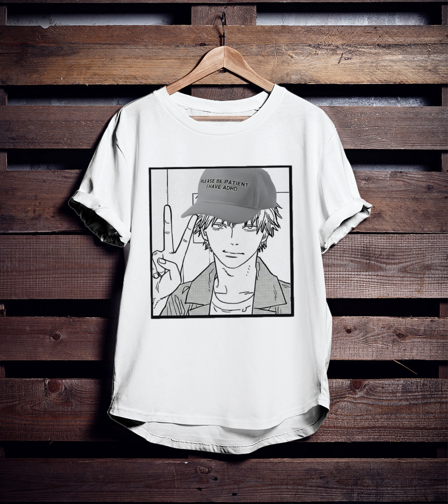 Denji Chainsaw Man Please Be Patient I Have ADHD Peace Sign T-Shirt
