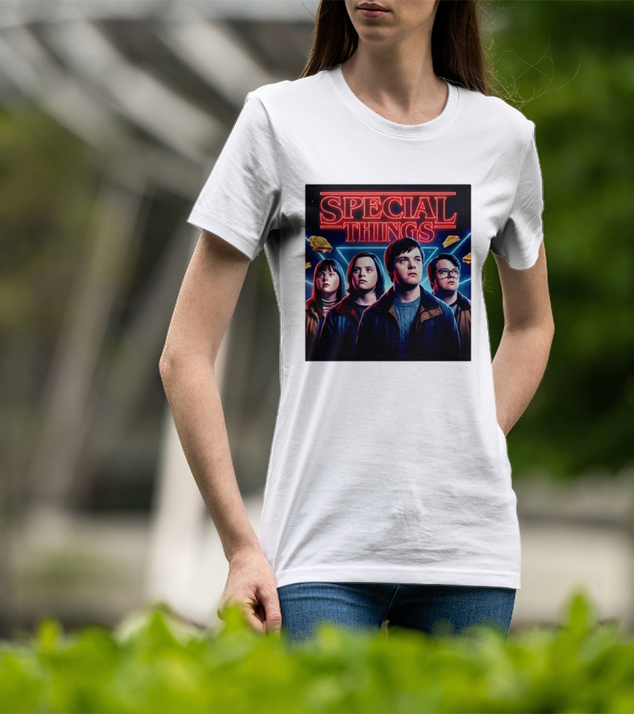 SPECIAL THINGS Retro 80s Neon Style Adventure Mystery Series T-Shirt