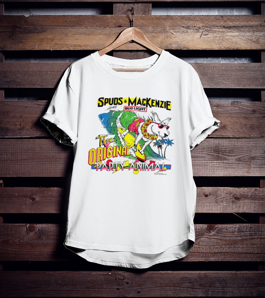 Spuds MacKenzie Bud Light Surfing The Original Party Animal T-Shirt