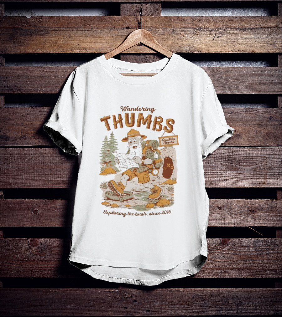 Wandering Thumbs Exploring The Bush Cowboy Bear Camping Since 2016 T-Shirt