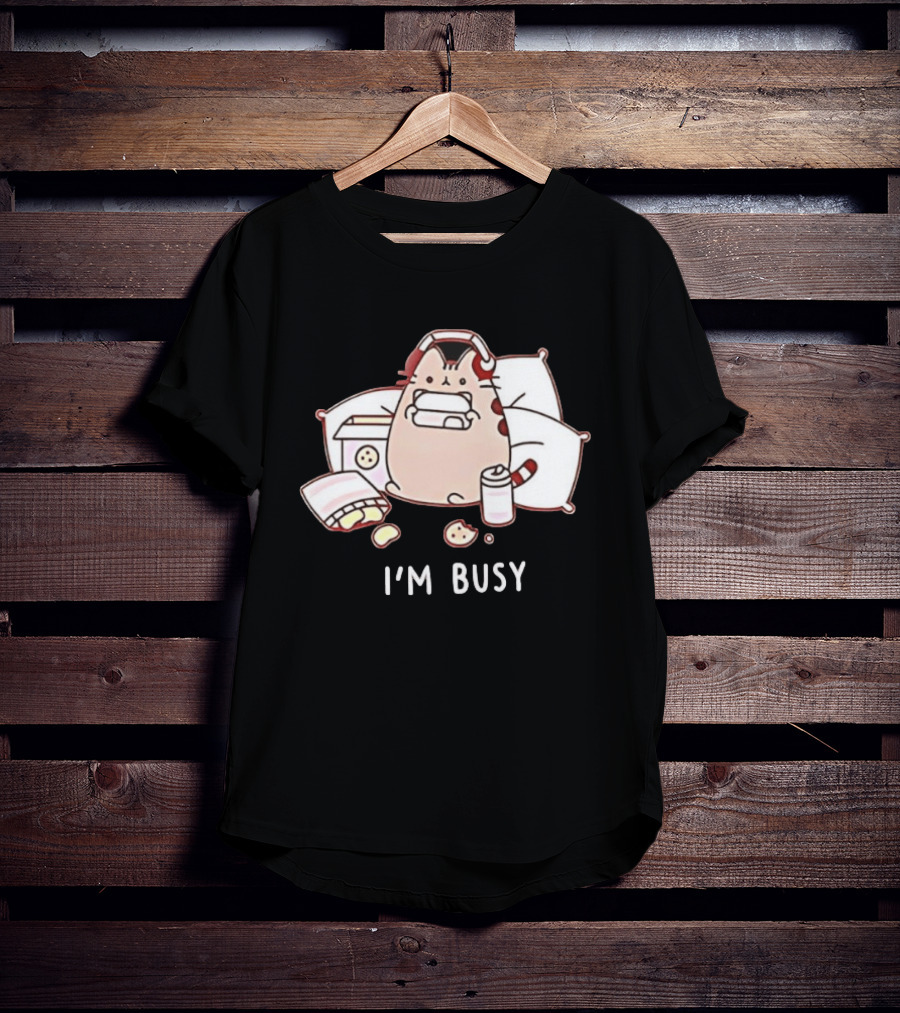 I'm Busy Cat Snack Time With Pizza Chips And Soda T-Shirt