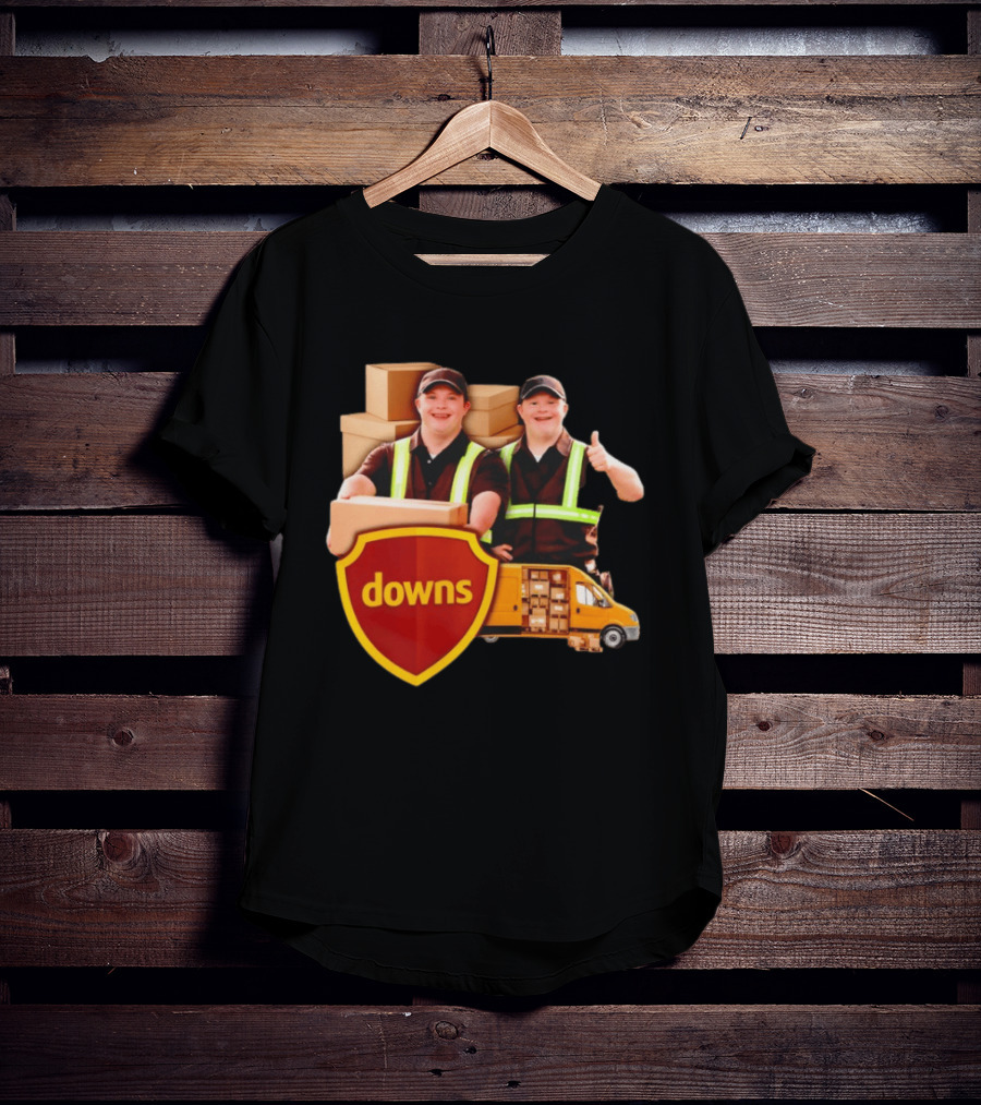 Downs UPS Delivery Service With Smiling Workers And Packages T-Shirt