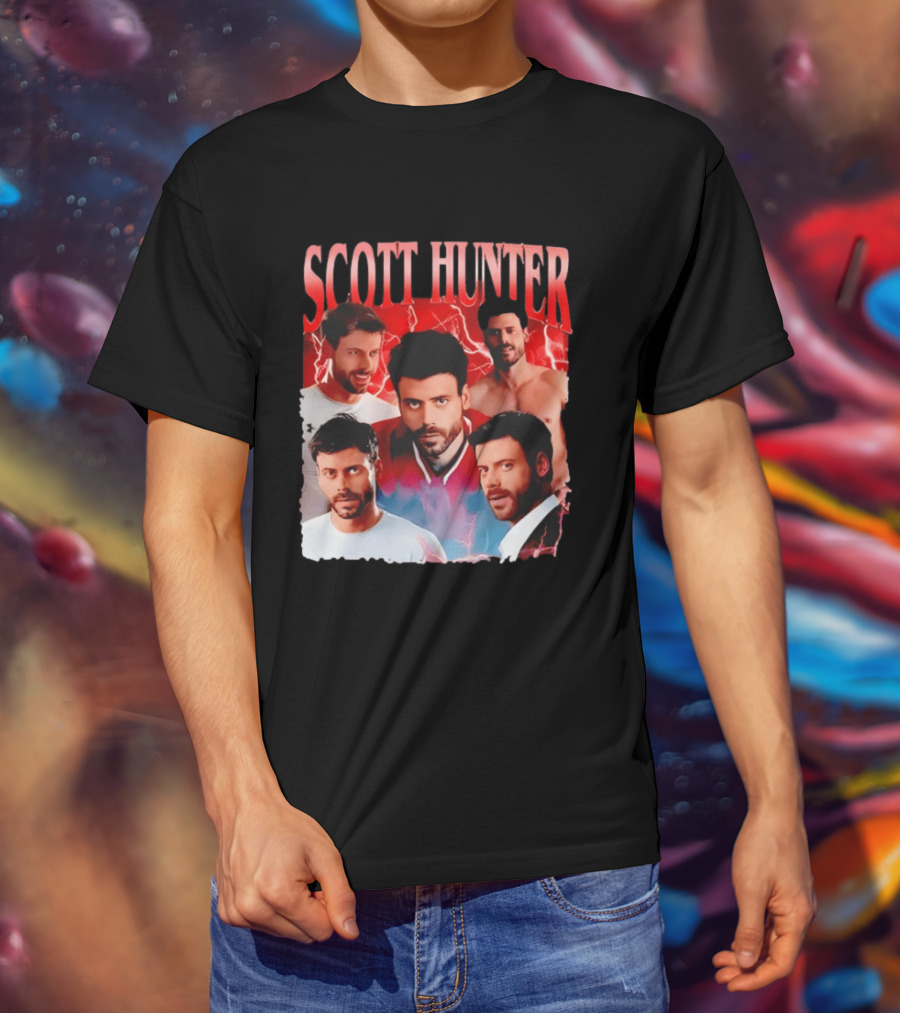 Scott Hunter Lightning Background Multiple Poses T-Shirt
