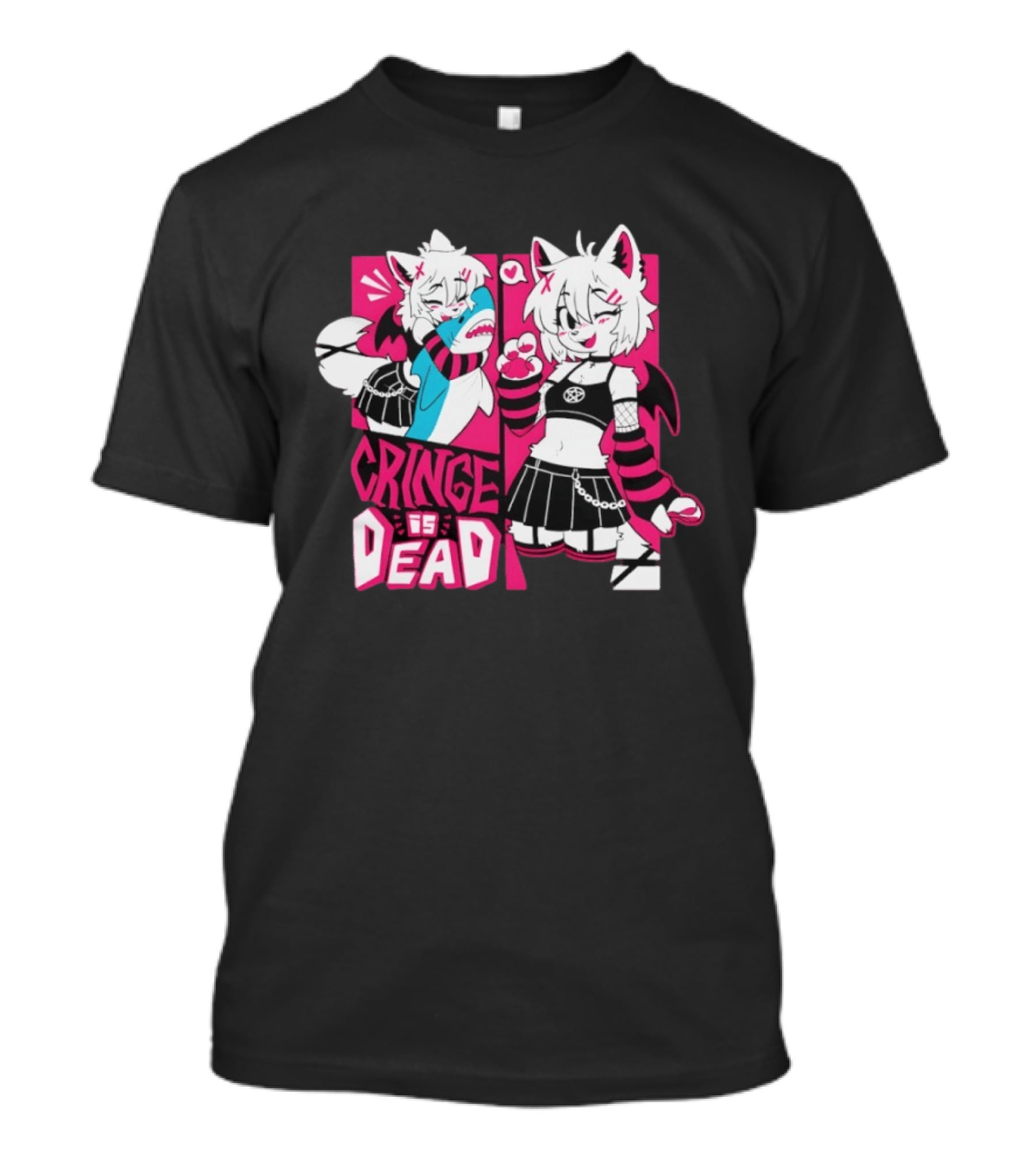 Skye Cringe Is Dead Cute Anime Goth Style Cat Ears And Wings T-Shirt