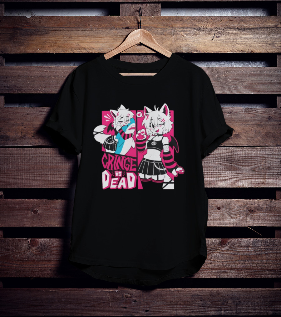 Skye Cringe Is Dead Cute Anime Goth Style Cat Ears And Wings T-Shirt