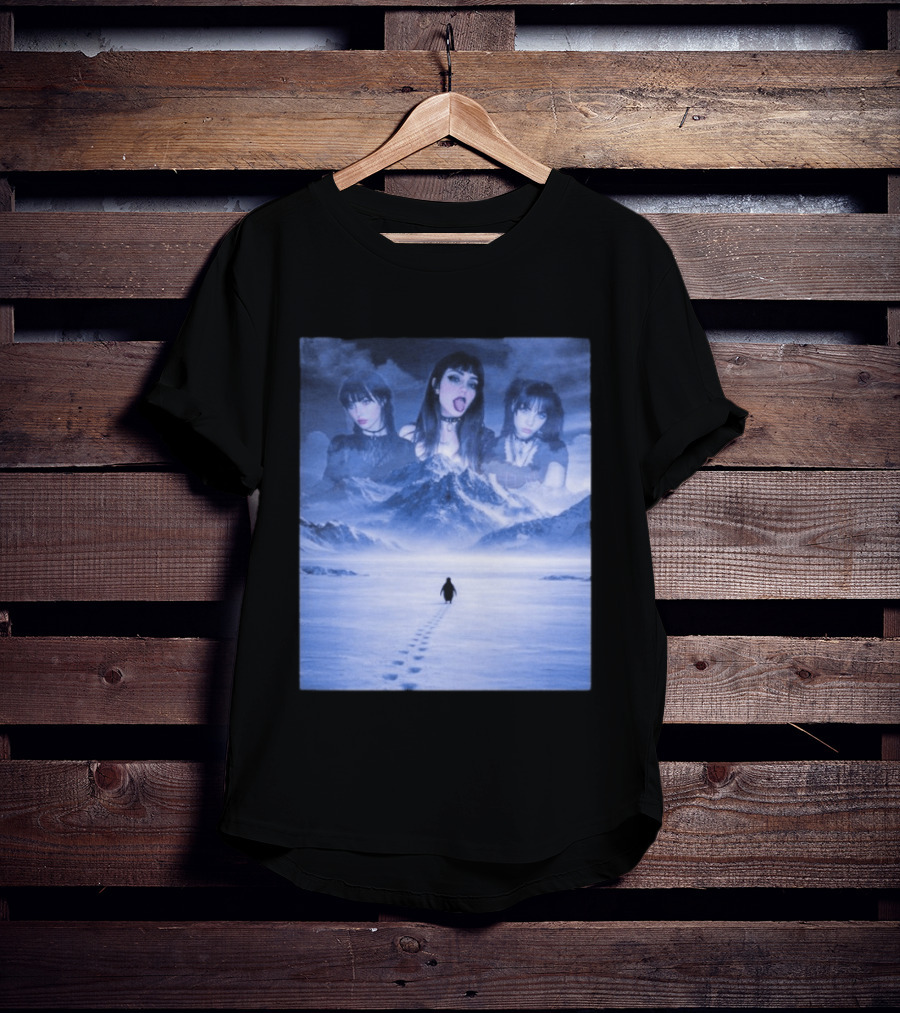 Nihilist Penguin Goth Girls Dark Winter Mountain Scene T-Shirt