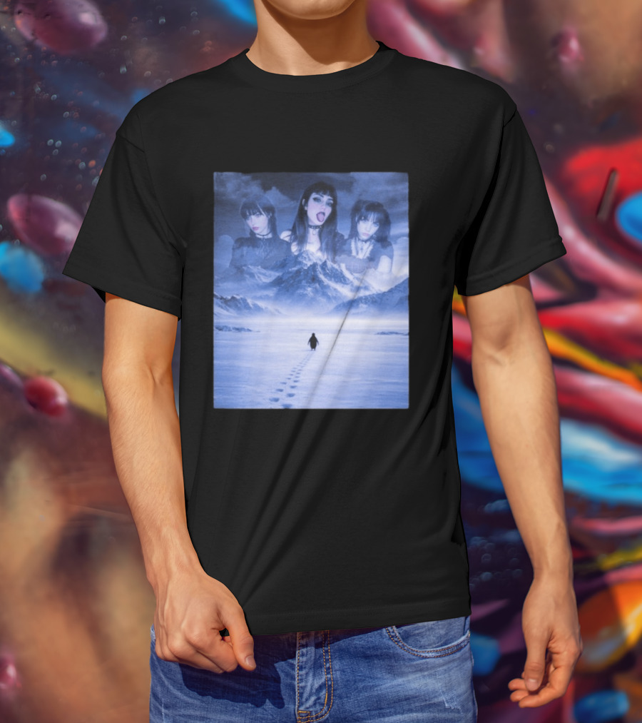 Nihilist Penguin Goth Girls Dark Winter Mountain Scene T-Shirt