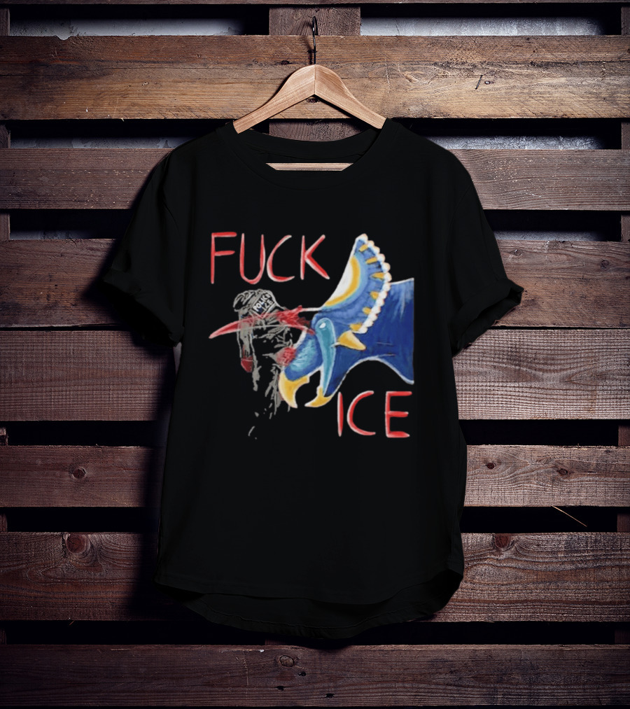 Torosaurus Fuck ICE Police Dinosaur T-Shirt