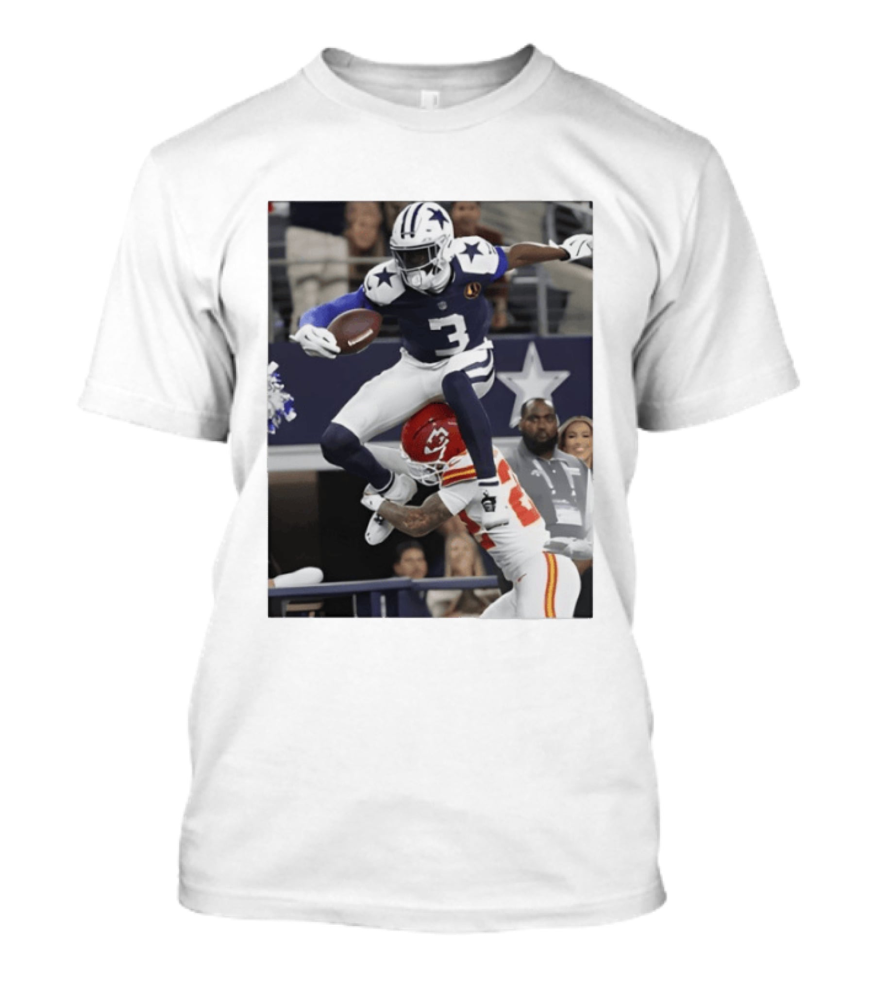 Football Leap Dallas Vs Kansas Royals Dynamic Action T-Shirt