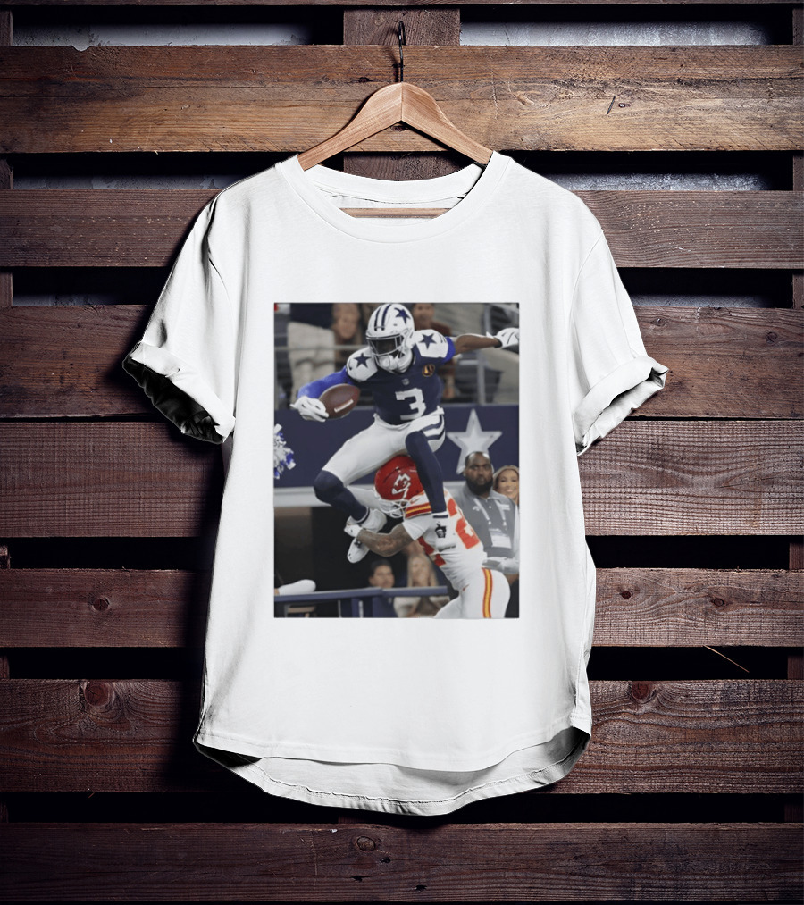 Football Leap Dallas Vs Kansas Royals Dynamic Action T-Shirt