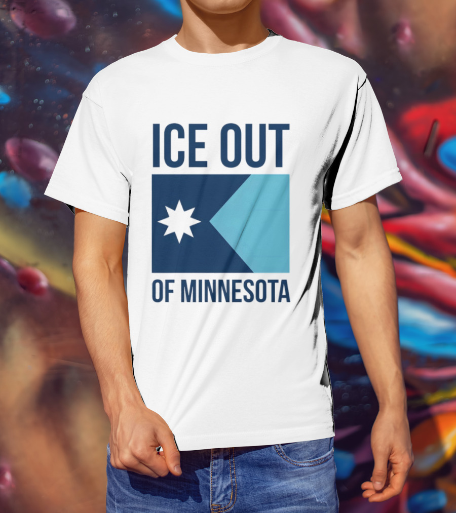 ICE Out Of Minnesota Star Flag T-Shirt