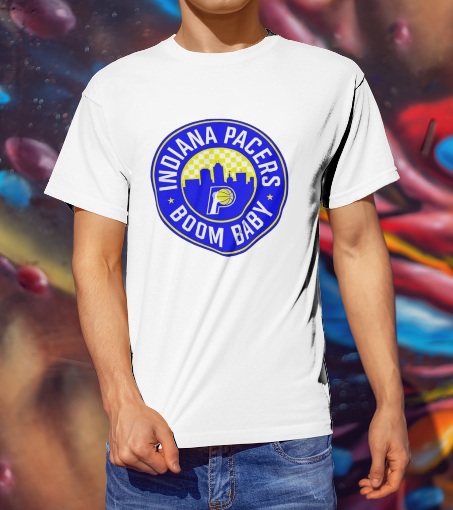 Indiana Pacers Boom Baby Skyline Basketball Team Circle T-Shirt