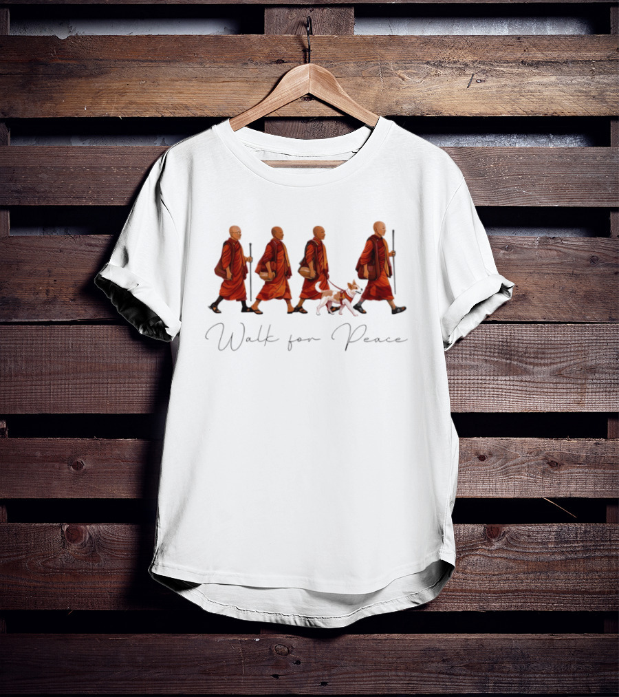 Peaceful Journey With Monks And Aloka Dog Walk For Peace T-Shirt