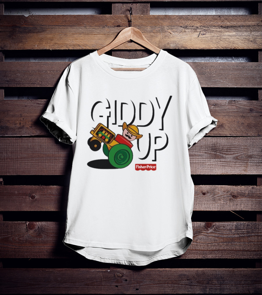 Giddy Up Fisher Price Cowboy On Tractor T-Shirt