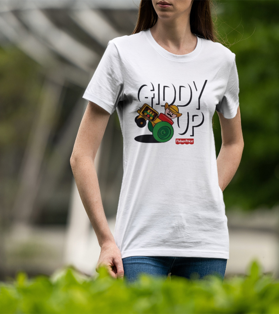 Giddy Up Fisher Price Cowboy On Tractor T-Shirt