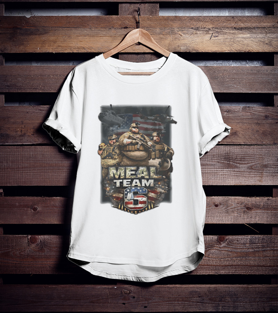 Meal Team 6 Army Helicopter American Flag Patriotic Soldiers T-Shirt