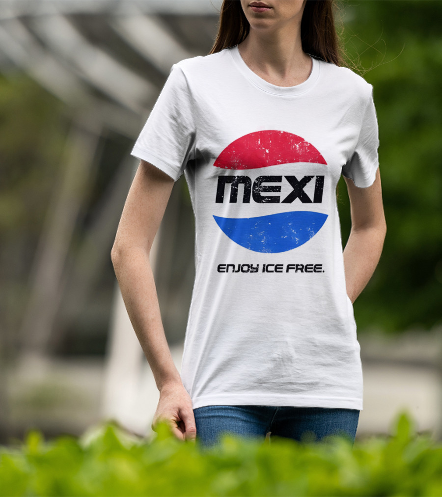 Mexi Enjoy Ice Free Red Blue Iconic Beverage Humor T-Shirt
