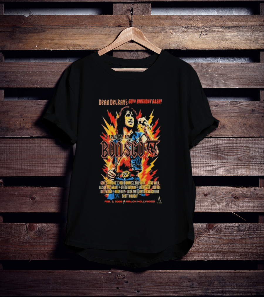 Dean Delray 60th Birthday Bash Bon Scott Tribute February 3 2026 Avalon Hollywood T-Shirt