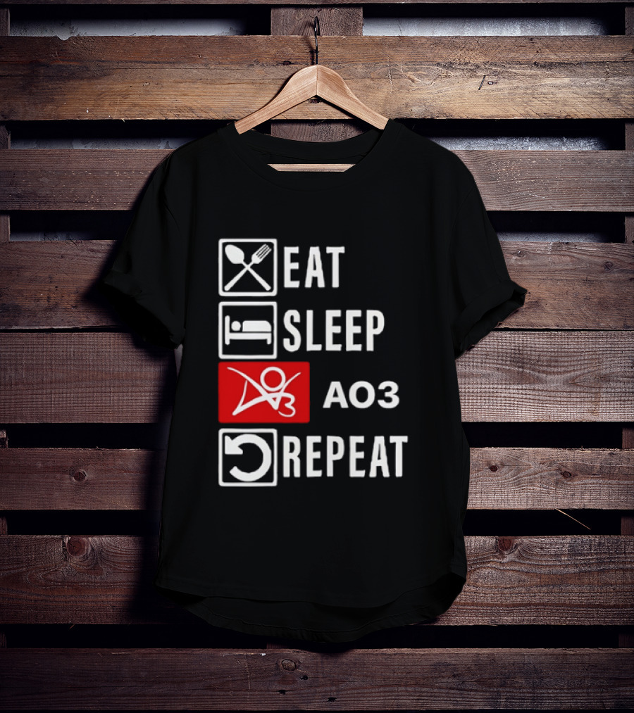 Eat Sleep AO3 Repeat Fanfiction Enthusiast Lifestyle T-Shirt