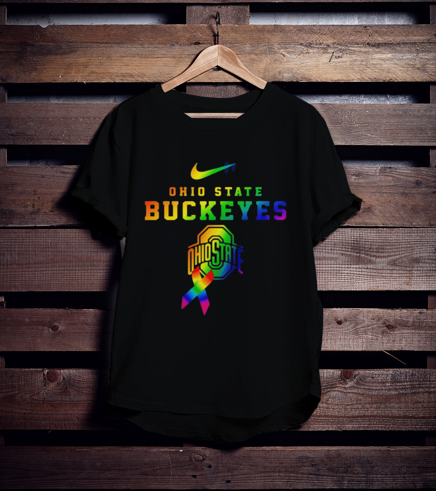 Ohio State Buckeyes Rainbow Logo Fight Cancer In All T-Shirt