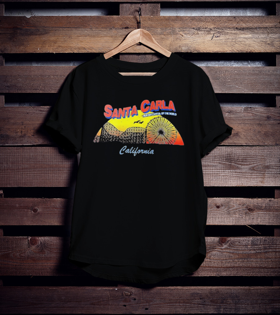 Santa Carla California Murder Capital Of The World Ferris Wheel And Roller Sunset T-Shirt
