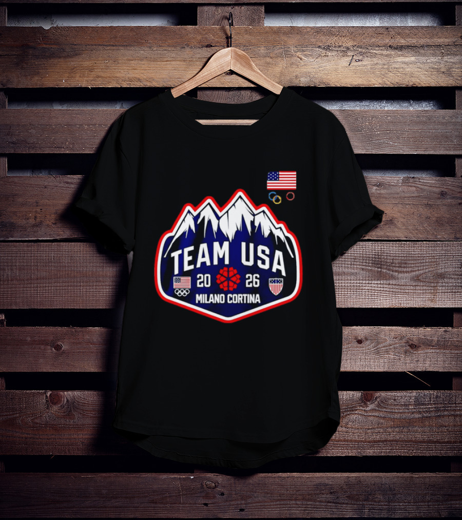 Team Usa 2026 Milano Cortina Olympics American Flag Mountain T-Shirt