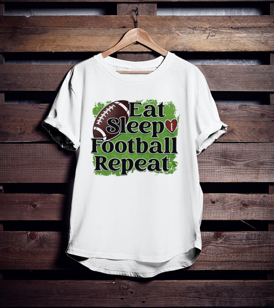 Eat Sleep Football Repeat Heart Football T-Shirt