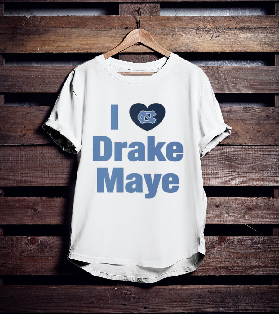 I Love Drake Maye UNC Tar Heels Football Heart T-Shirt