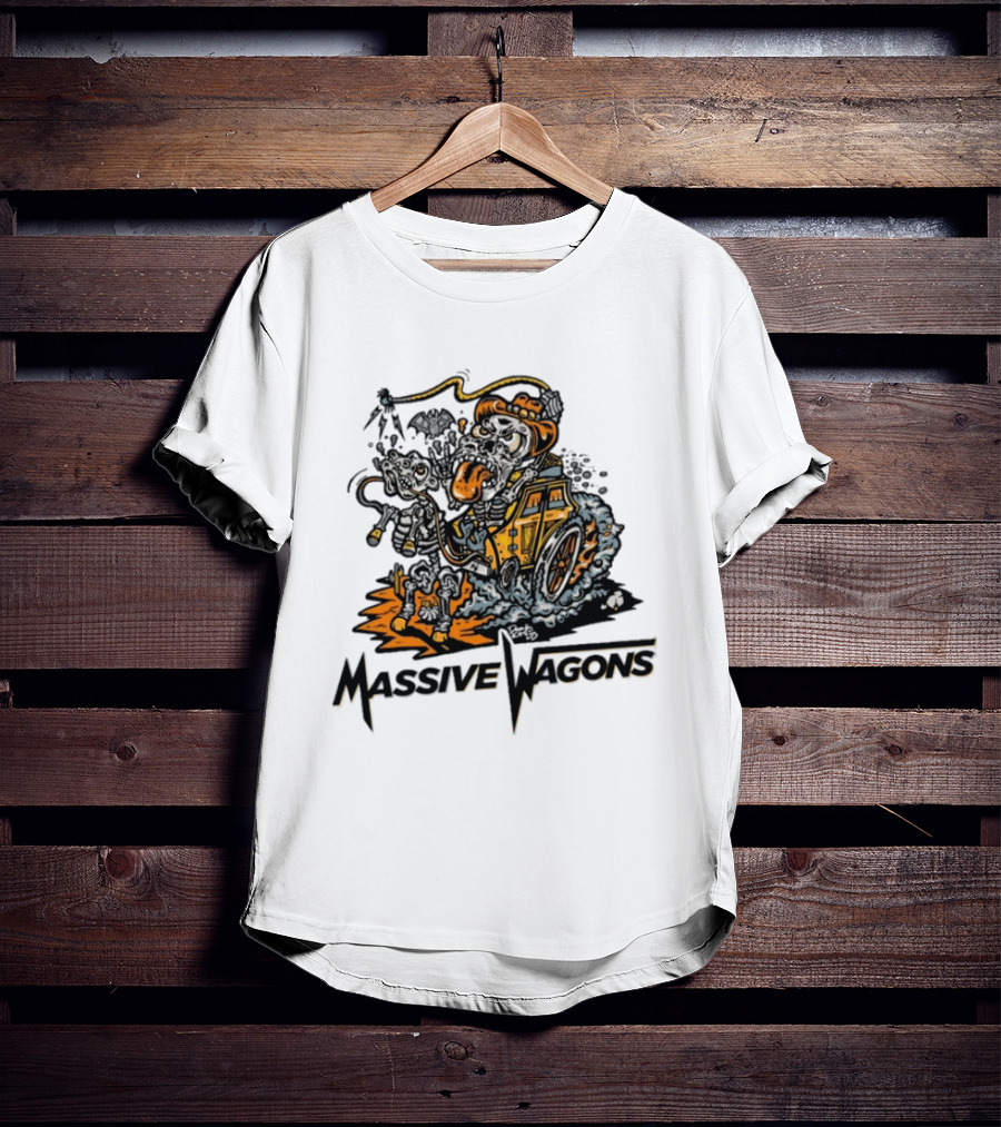 Massive Wagons Skeleton Cowboy In Car T-Shirt