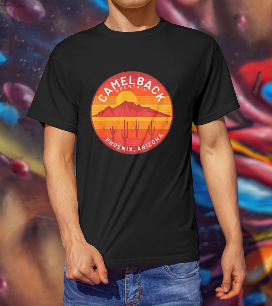 Camelback Mountain Phoenix Arizona Sunset Cactus Desert Hiking T-Shirt